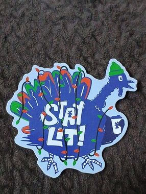 Dutch Bros Sticker Collectible Turkey Stay Lit Blue Green Holiday Nov 2024
